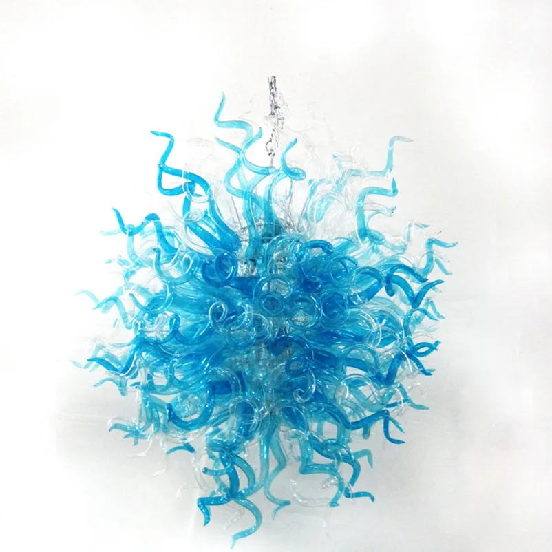 

Turquoise Clear Color Chandelier Europena LED Hand Blown Glass Pendant Lamps 32 Inches