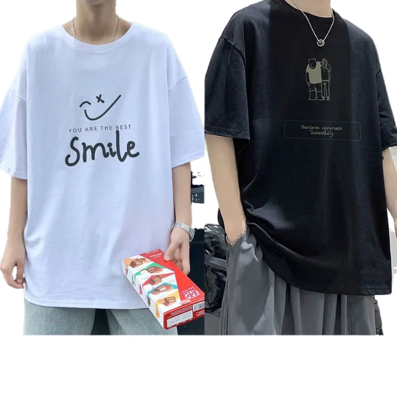 

Buy one get one free men's short-sleeved T-shirt with loose five-minute sleeves and half sleeves in summer. Large size clothes