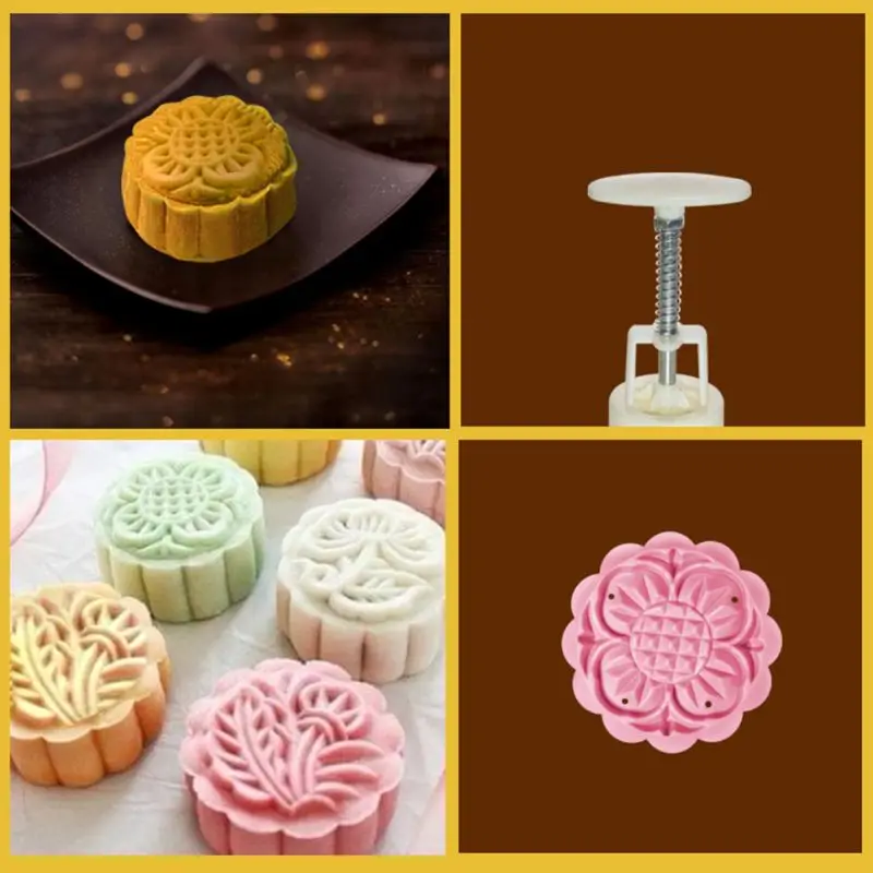 50 г форма для лунного торта 4 марки круглая бочка Mooncake ручная печенья под