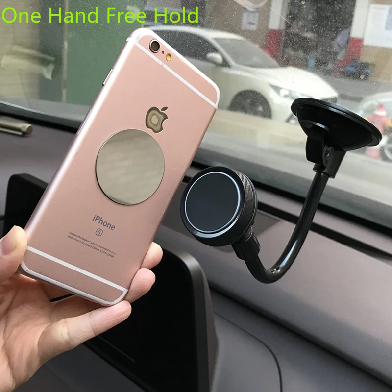 flexible long arm magnetic car phone holder silicon pad strong sucker magnet phone stand holder for smartphone car accessories free global shipping