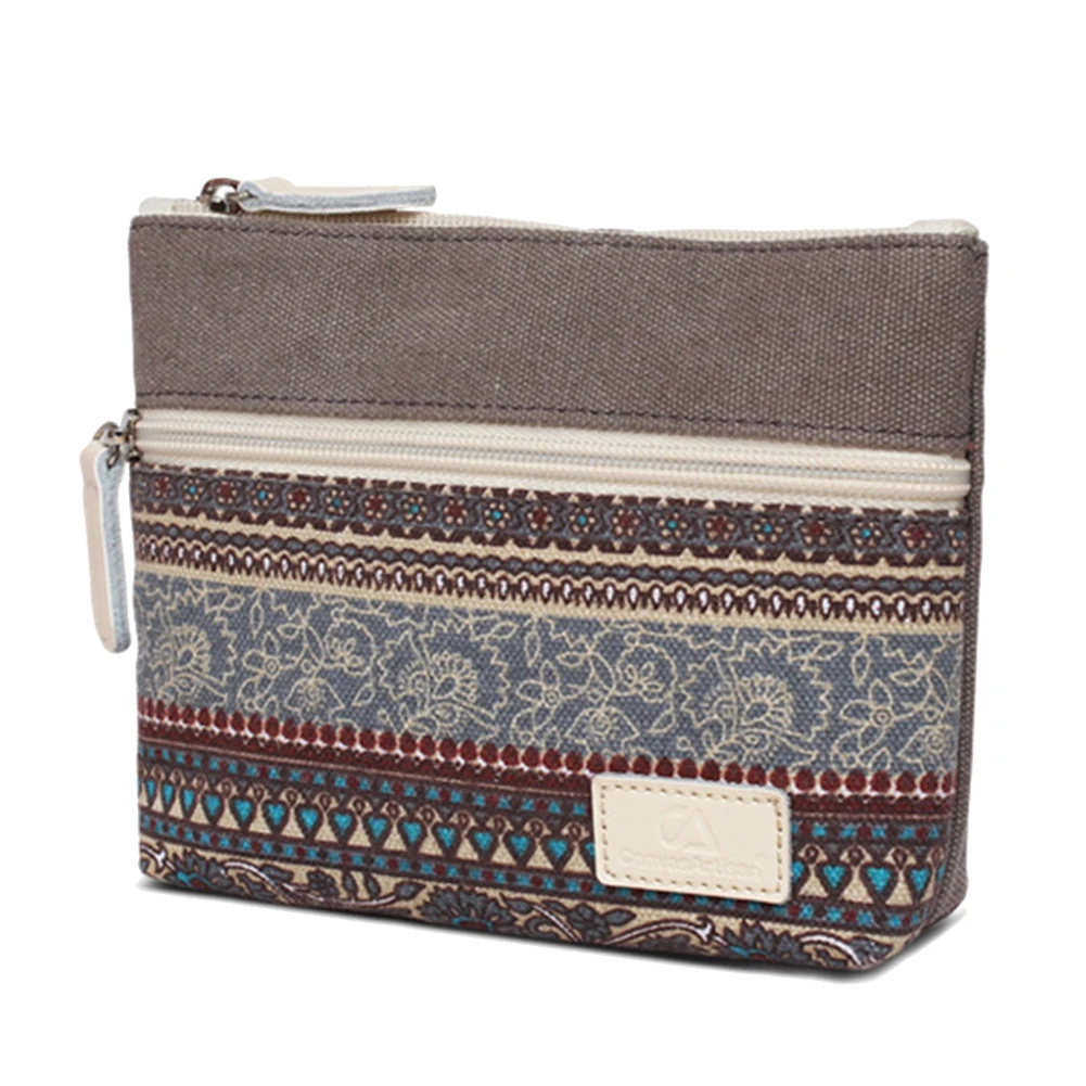 Винтажный холщовый Кошелек для монет на молнии клатч сумка женская косметичка