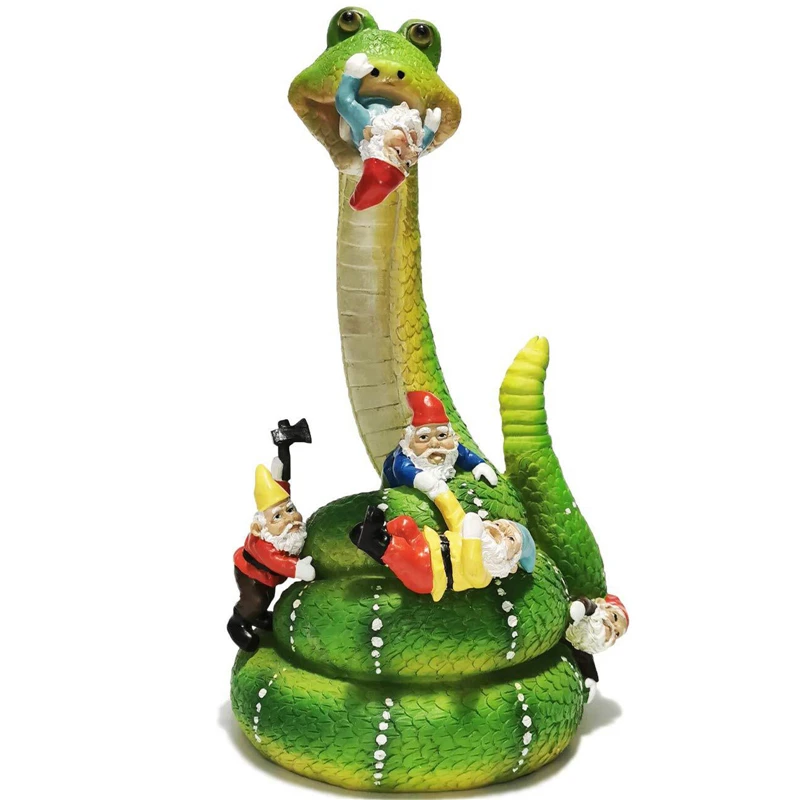 Садовая Статуэтка гнома змея едят гномов статуэтка миниатюрное украшение для