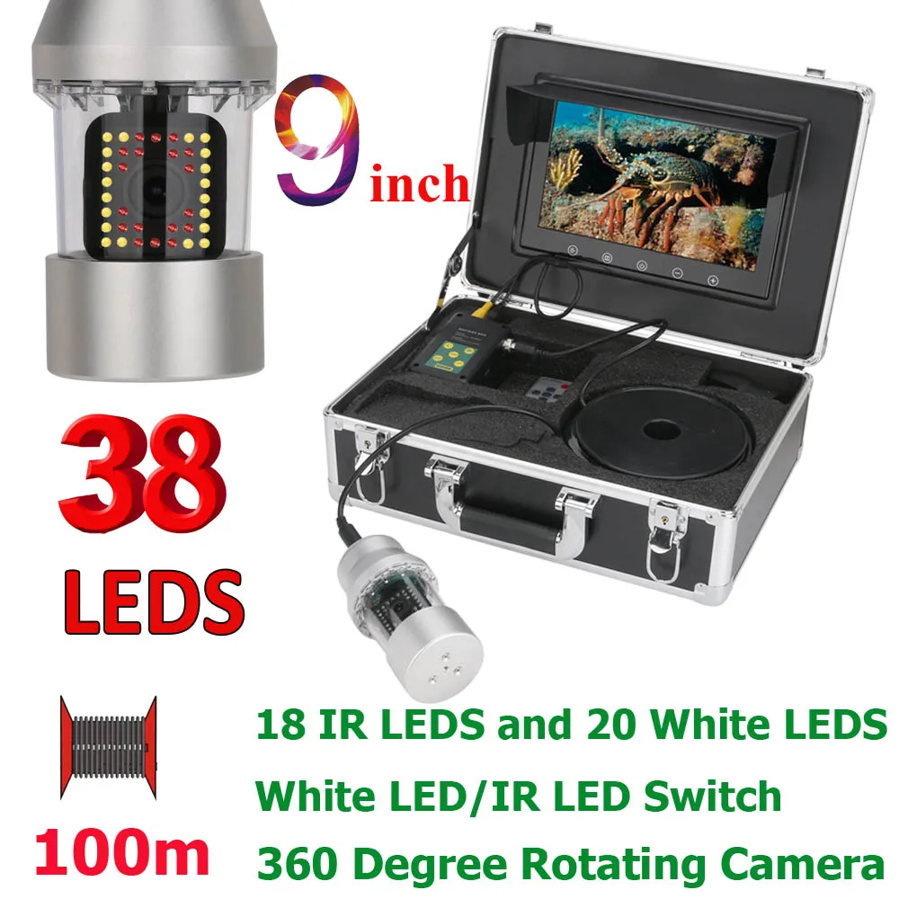 Подводная камера для рыбалки F8300W-2L 100 м 9-дюймовый ЖК-дисплей поворот на 360