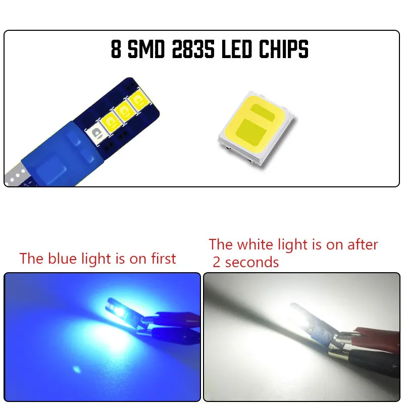 DERI Universial 2 Вт 6 яркий белый светодиодный двухцветный светильник T10 8SMD для чтения