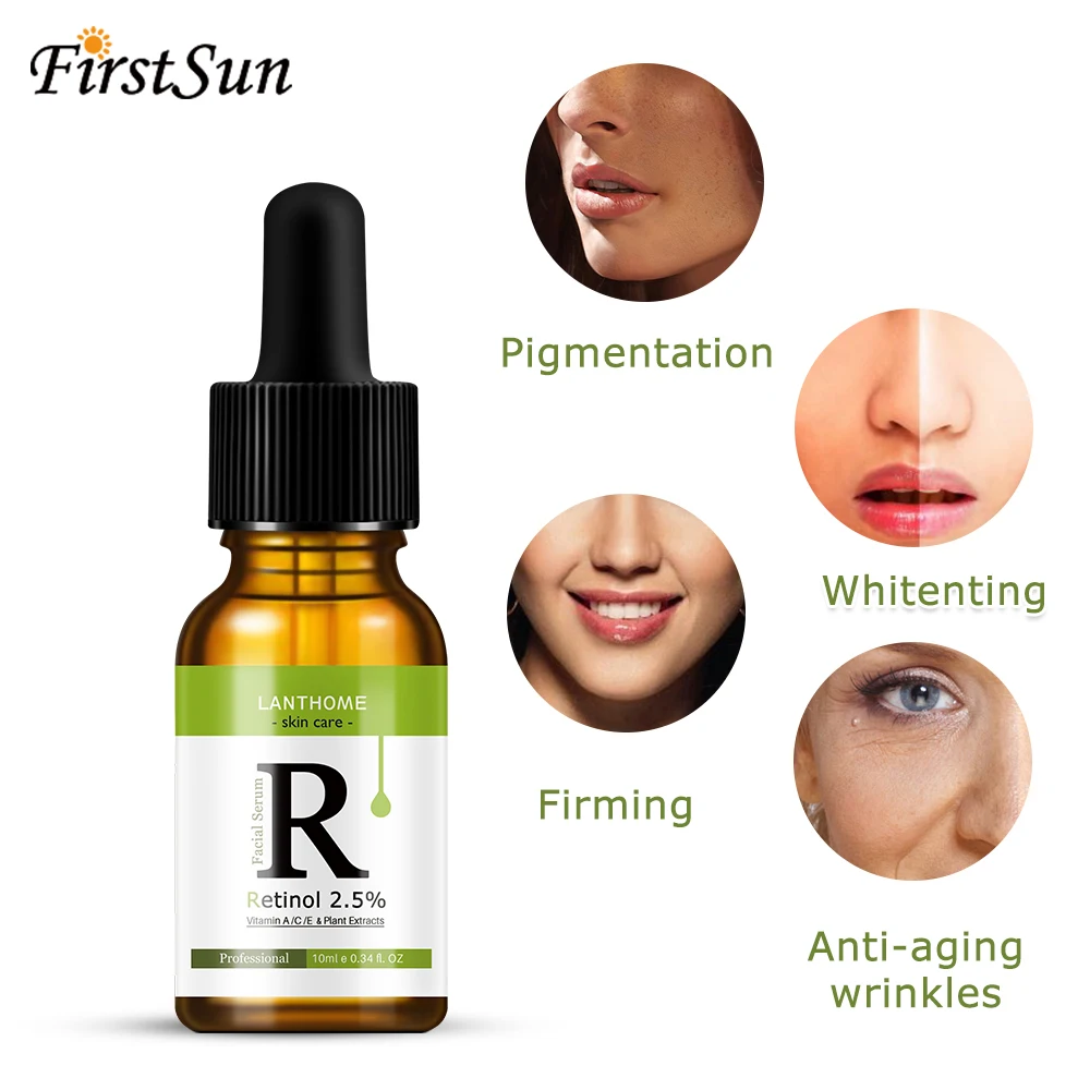 Retinol 2.5% Vitamin C / A Facial Anti Wrinkle Serum Remove Dark Spots Collagen Aging Essence Whitening Face | Красота и здоровье