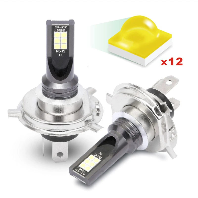 2 шт. автомобисветильник светодиодные лампы H1 H3 H4 H7 H11 9005 9006 3030 SMD 6500K 48 Вт