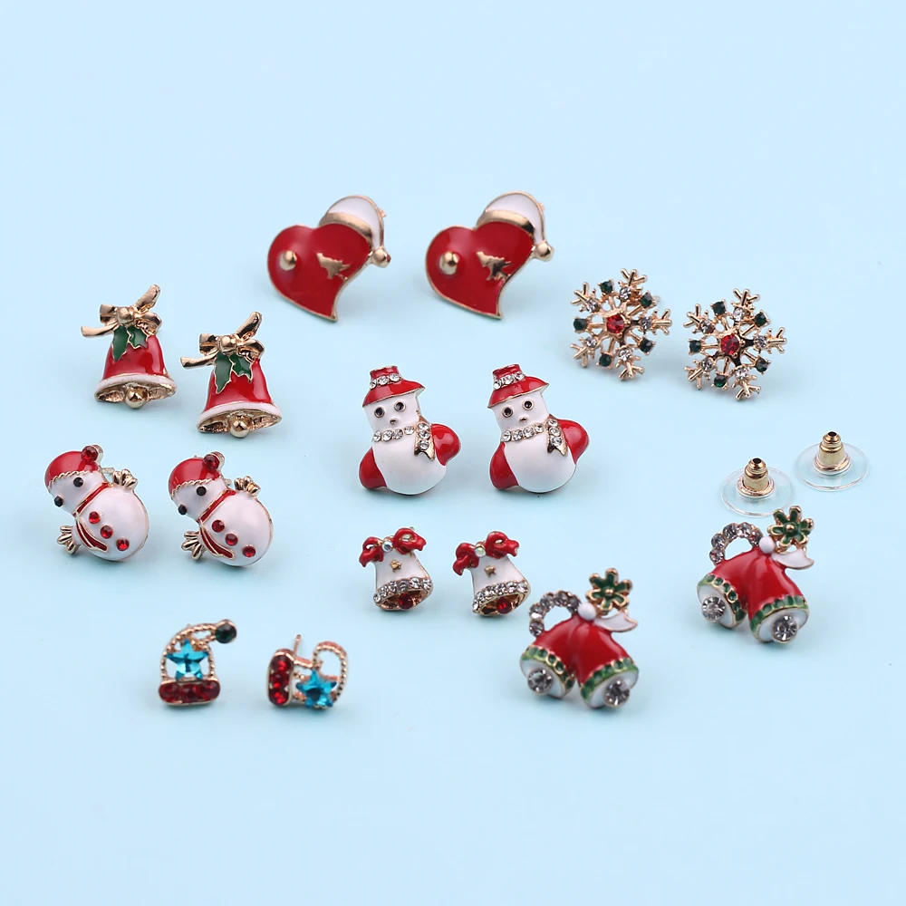 2019 Новый Рождество серии серьги Рождественская елка шляпа носки со снежинками