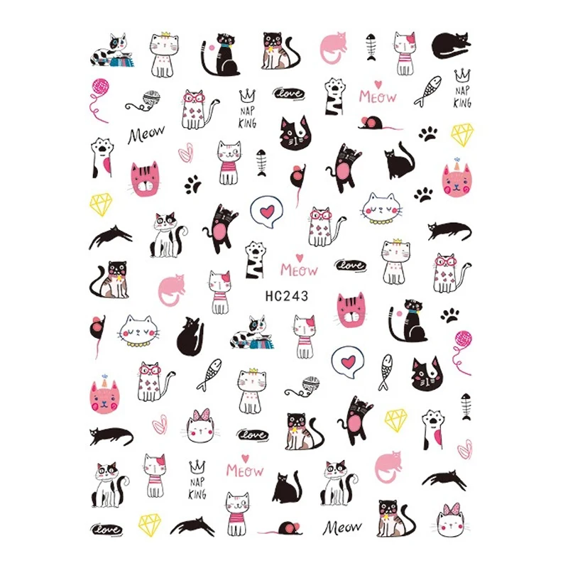 

10PCS Dinosaur and Panda Nail Sticker Ant Giraffe Kitten Animal Nail Sticker Adhesive Transfer Decorative Accessories Sticker