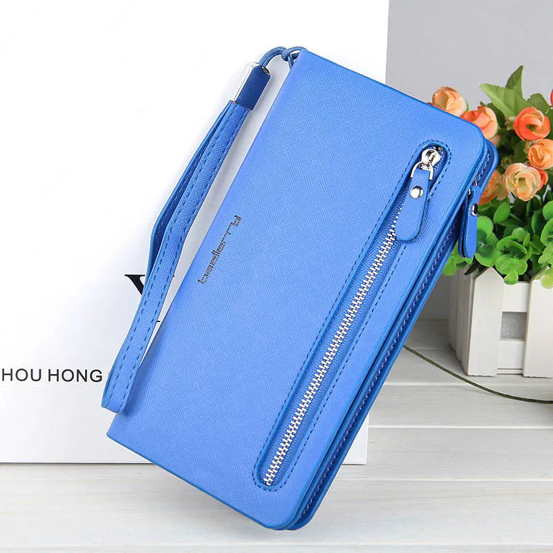 Blue Модный кошелек, Женский кошелек для монет, женские кошельки, клатч, сумка для денег, держатель для карт, кожаный кошелек, женские длинные кошельки, WWS017-3 - Цвет: Blue