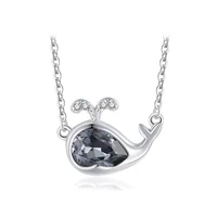 korean style 925 silver whale pendent necklace luxury crystal women clavicle chain necklace trendy anniversary fashion jewelry