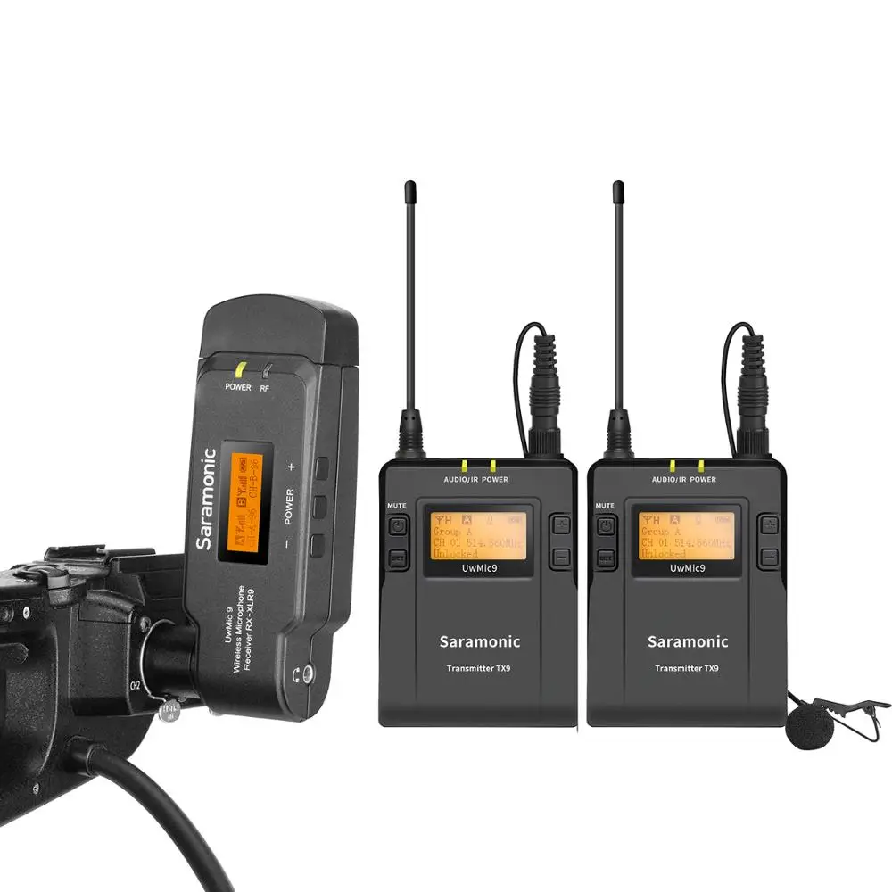 Saramonic UwMic9 Kit8 Wireless Lavalier Microphone 2 Transmitter &amp XLR Battery Grip Receiver for Camera Camcorder | Электроника
