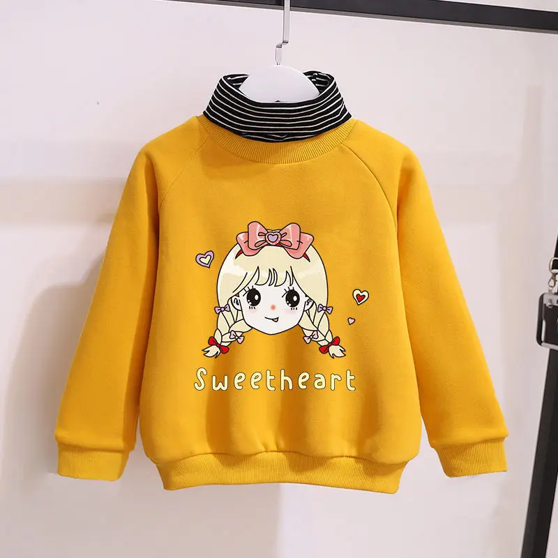 Su&eacute;ter de terciopelo para ni&ntilde;as, versi&oacute;n coreana de la marea, nueva ropa de oto&ntilde;o e invierno, chaqueta gruesa y c&aacute;lida, ropa para ni&ntilde;os, cuello alto-2