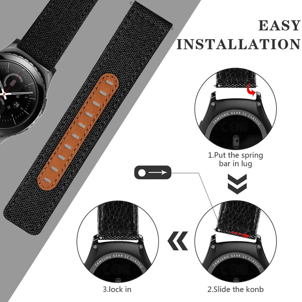 Кожаный ремешок для Samsung Watch Active2 40 мм 44 20 22 кожаный нейлоновый Galaxy 46 42 браслет |