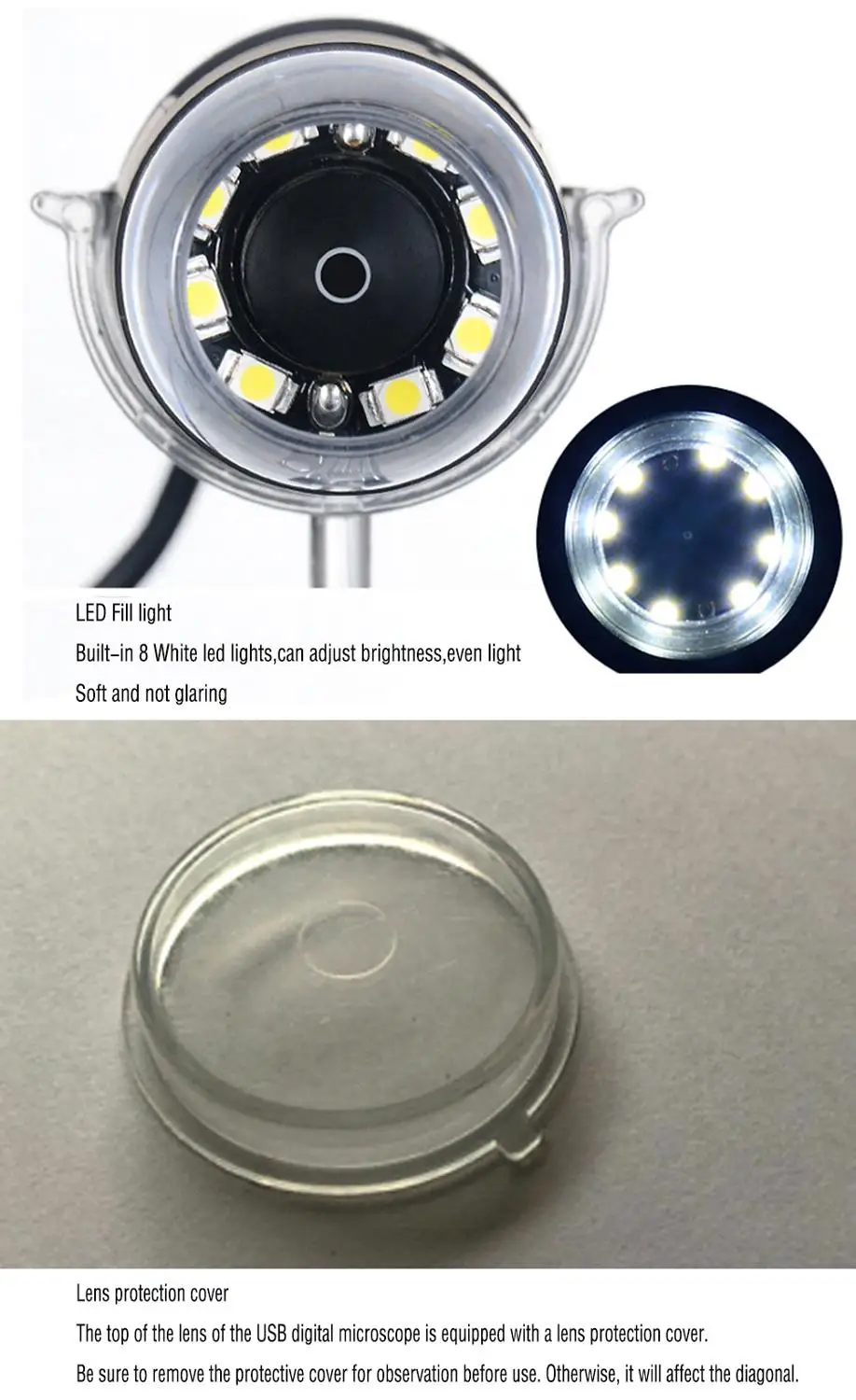 Цифровой USB микроскоп с увеличительным стеклом 8 светодиодами 500X 800X 1000X 2 0