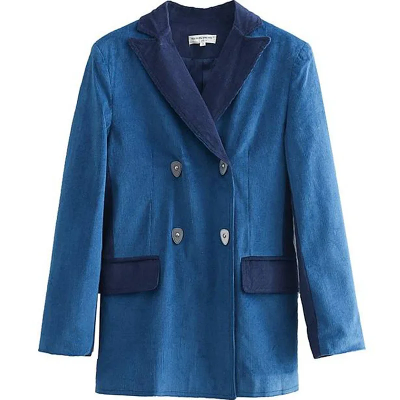 

Женские пальто и куртки на весну и осень, Новая Винтажная Вельветовая куртка, подходящий цвет, тонкий, элегантный маленький женский костюм