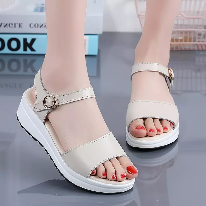 

Summer women's shoes slope heel women's sandals net red buckle sandals women's open toe