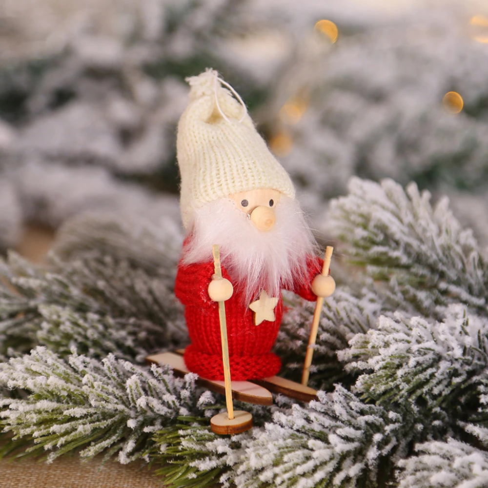 New year Christmas Decoration Xmas tree Wooden Ski Doll Tree Pendant Mini AA051 | Дом и сад
