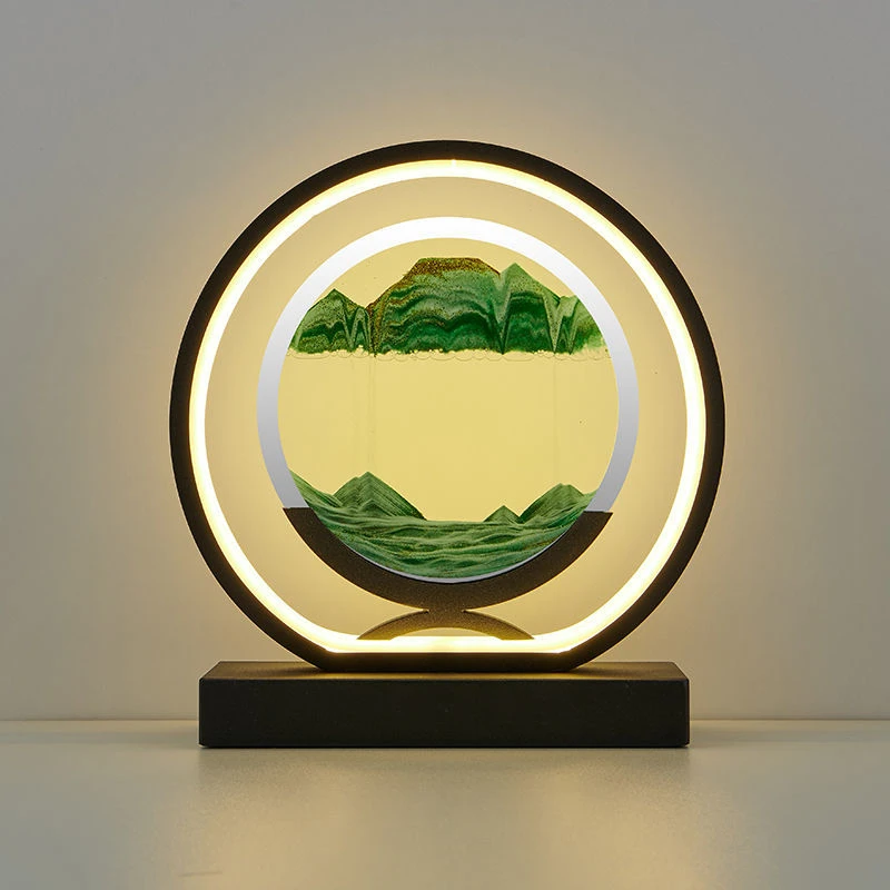 

Bedside Lamp Quicksand Painting Table New Table Super Bright Night Light Bedroom Lighting Glass Hourglass Creative Ornaments
