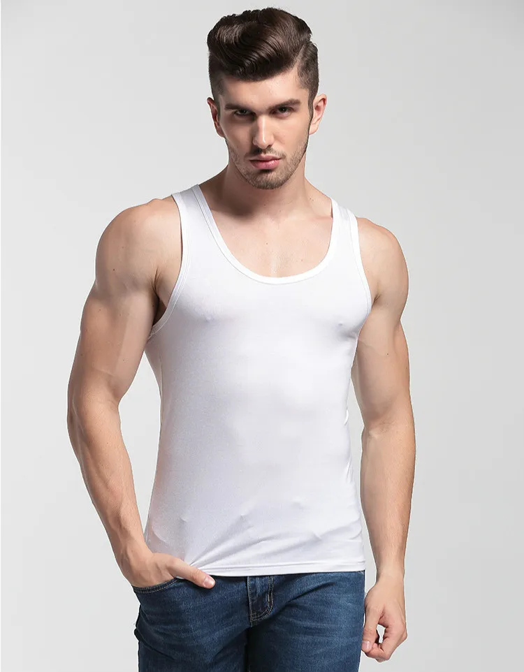 Мужская Летняя тонкая майка без рукавов из модала и хлопка для бодибилдинга