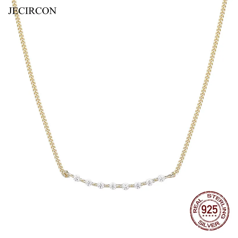 

JECIRCON 925 Sterling Silver Micro-inlaid White Zircon Clavicle Chain Simple Gold Color Choker Necklace Fine Wedding Jewelry