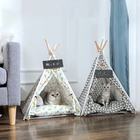pet cat tent house dog bed removable washable puppy cat nest indoor outdoor kennels cave with cushion kennel mat pet supplies