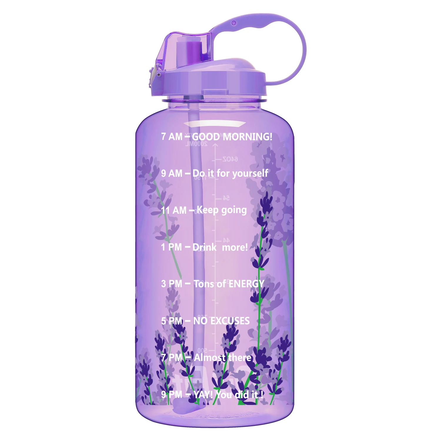 Lavender Bottle QuiFit 2L 3.8L галлон Тритан Спортивная бутылка для воды с соломинкой большой протеиновый шейкер для напитков бутылки Тыква чашка кувшин BPA бесплатно открытый тренажерный зал - Цвет: Lavender Bottle
