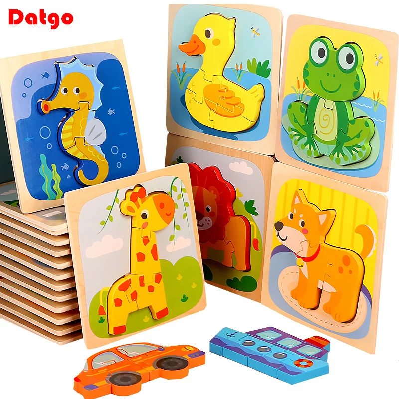 Деревянный 3D пазл-головоломка для детей детские Мультяшные головоломки с