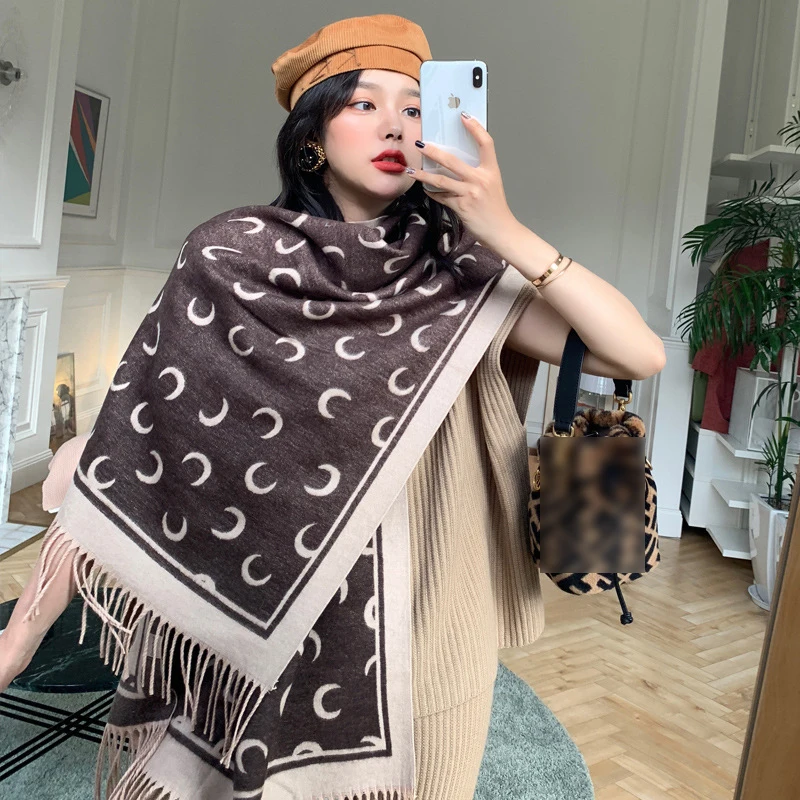 

Euro Autumn Winter Classic British Plaid Striped Letters Imitation Cashmere Scarf For Women Thick Warm shawls Neck Girl Scarf
