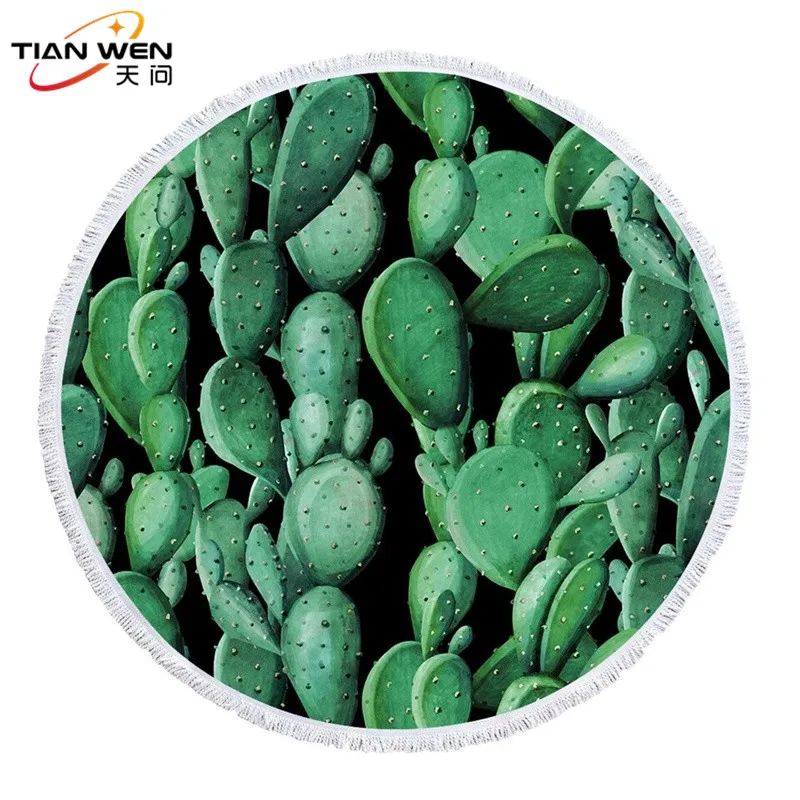 Круглое пляжное полотенце из микрофибры с морскими волнами плотное кисточками в