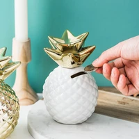9 5x13 5cm ceramic cute piggy bank pineapple shaped piggy can home decoration craft gift coin storage box