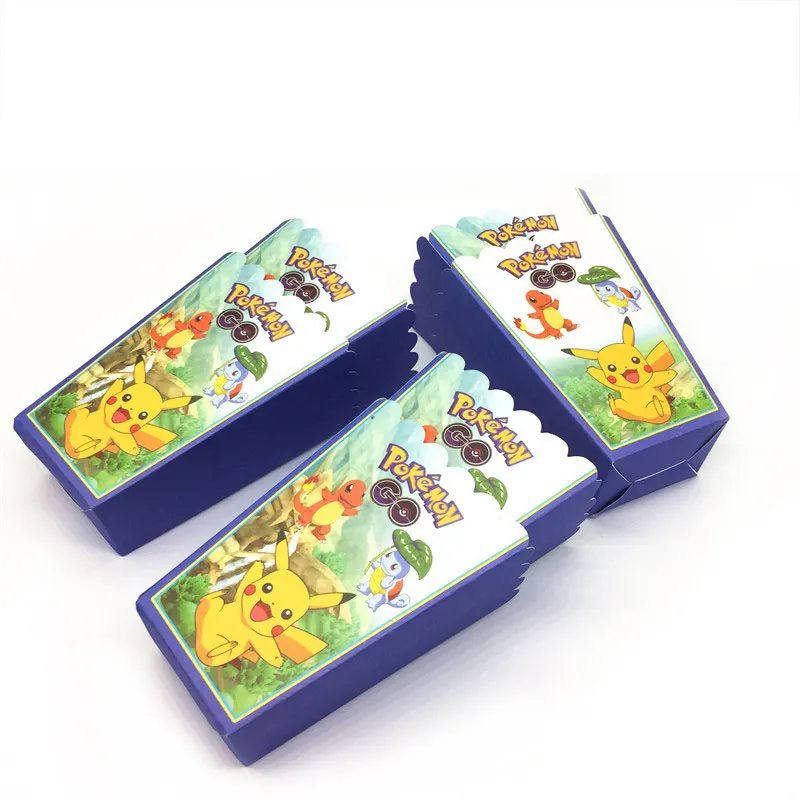 Popcorn-box-6pcs Pokemon Birthday Party Supplies Tableware Set Party Paper Plates Cup Napkins Pokemon Party Balloon Decorations Hats Flags Candle - Color: Popcorn-box-6pcs