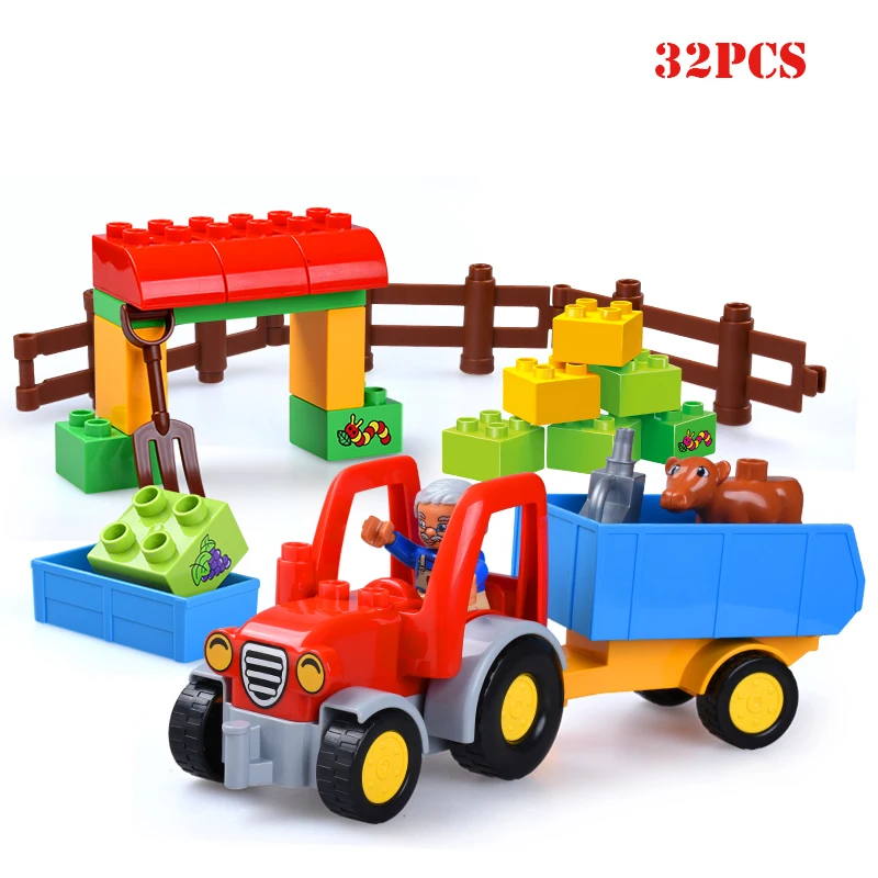 Конструктор Счастливая Ферма Крупные строительные блоки фигурки животных Duploed