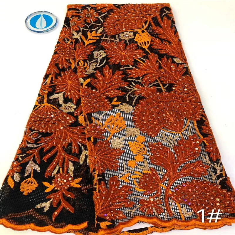 

Вышивка французские блестки, швейцарская сетка, высокое качество, Нигерийский Африканский тюль, сетка, шнур, кружевная ткань для платья, 5 яр...
