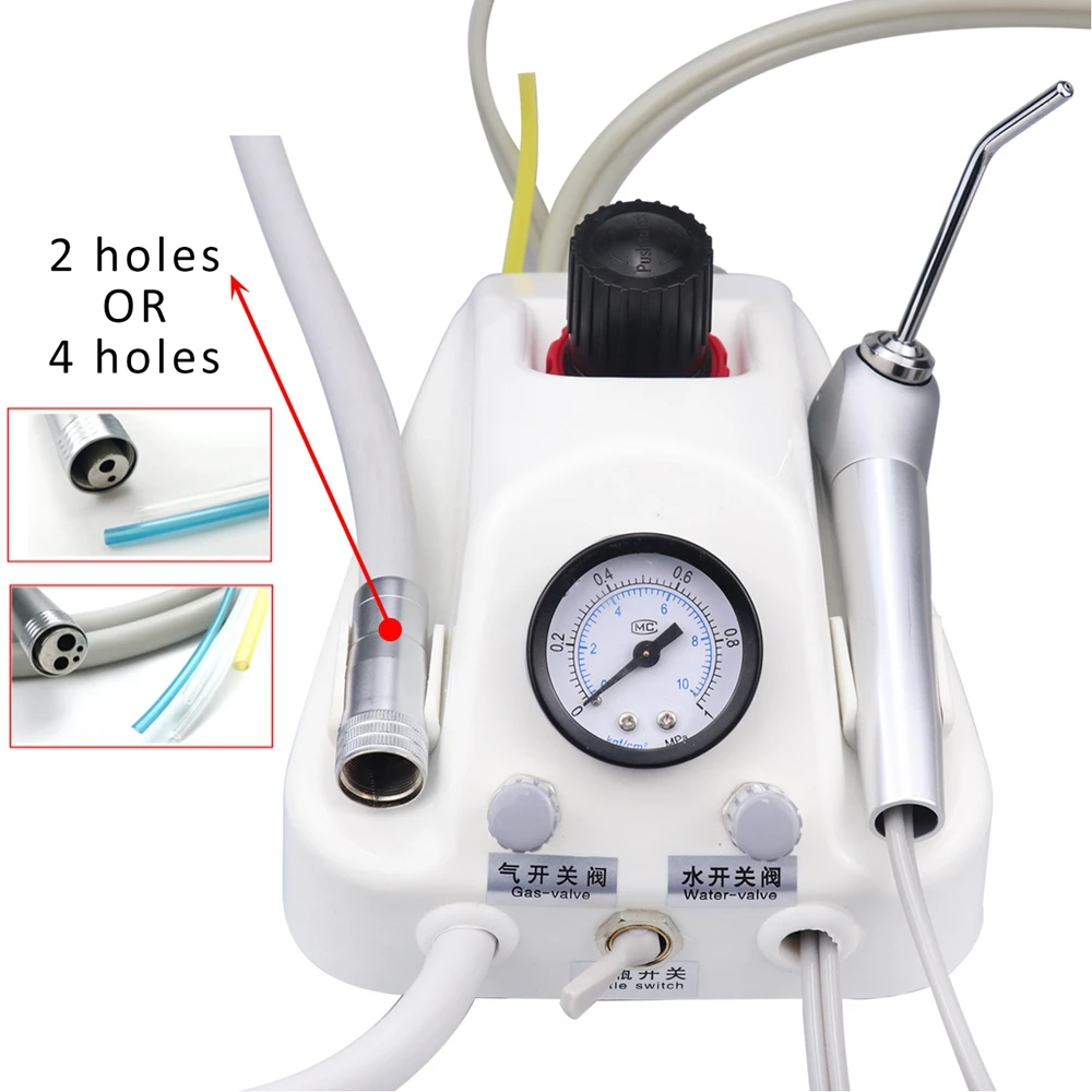 

Dental Chair Portable Turbine Unit Metal 2/4 Hole 3 Way Syringe Dentist Lab Equipment Tools With Handpiece Air Turbine Tube
