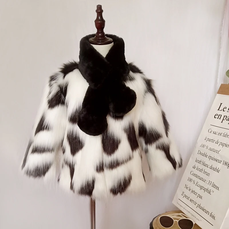 Зимняя куртка из искусственного меха для девочек детское теплое пальто малышей