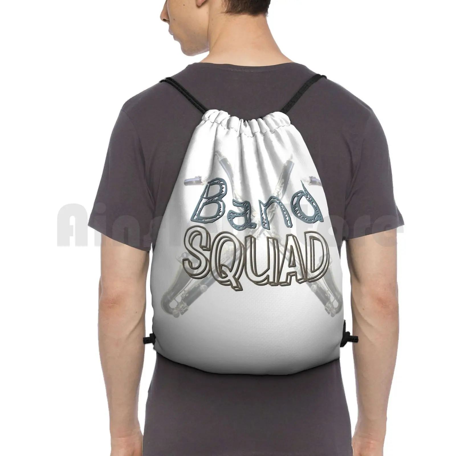 

Band Squad-Bass Clarinet Backpack Drawstring Bag Riding Climbing Gym Bag Band Band Squad Marching Band Marching High School