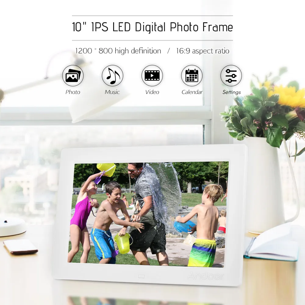 Цифровая фоторамка Andoer с 10 дюймовым IPS экраном 1080P поддержка случайного