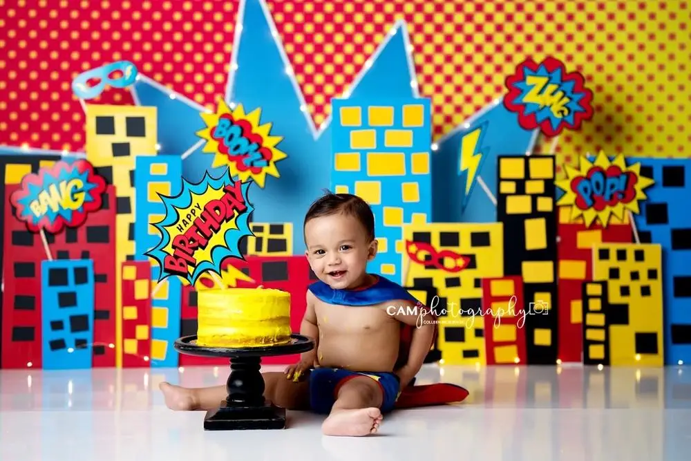 Супергерой фон для фотографии с днем рождения Новорожденный ребенок Фото