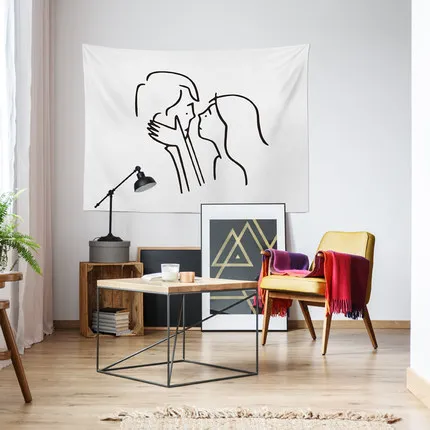 

Modern Minimalist Abstract Line Character Ins Hanging Cloth Dormitory Background Cloth Living Room Sofa Hanging Painting Bedside