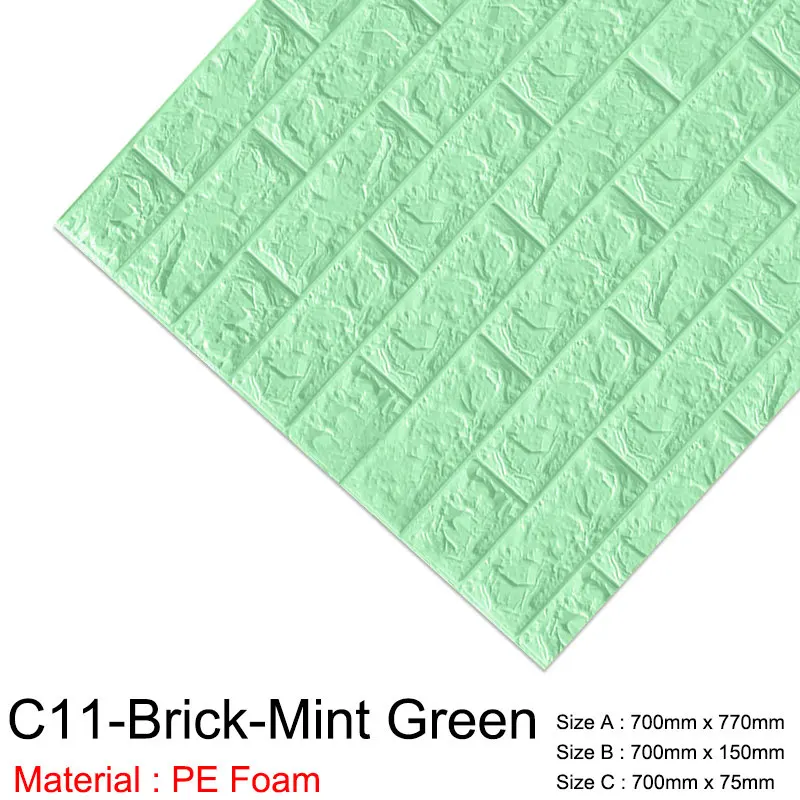 C11-Brick-Mint Green 3D стикер на стену s мраморный кирпич водостойкая настенная бумага самоклеящийся Декор Фон для детской комнаты Гостиная Наклейка на стену - Цвет: C11-Brick-Mint Green