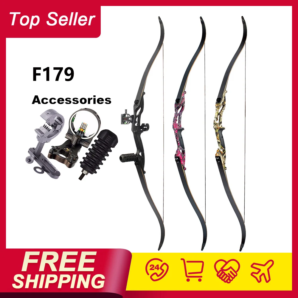 

30-50lbs Recurve Bow 56" American Hunting Bow Archery With 17 inches Metal Riser Tranditional Long Bow Hunting