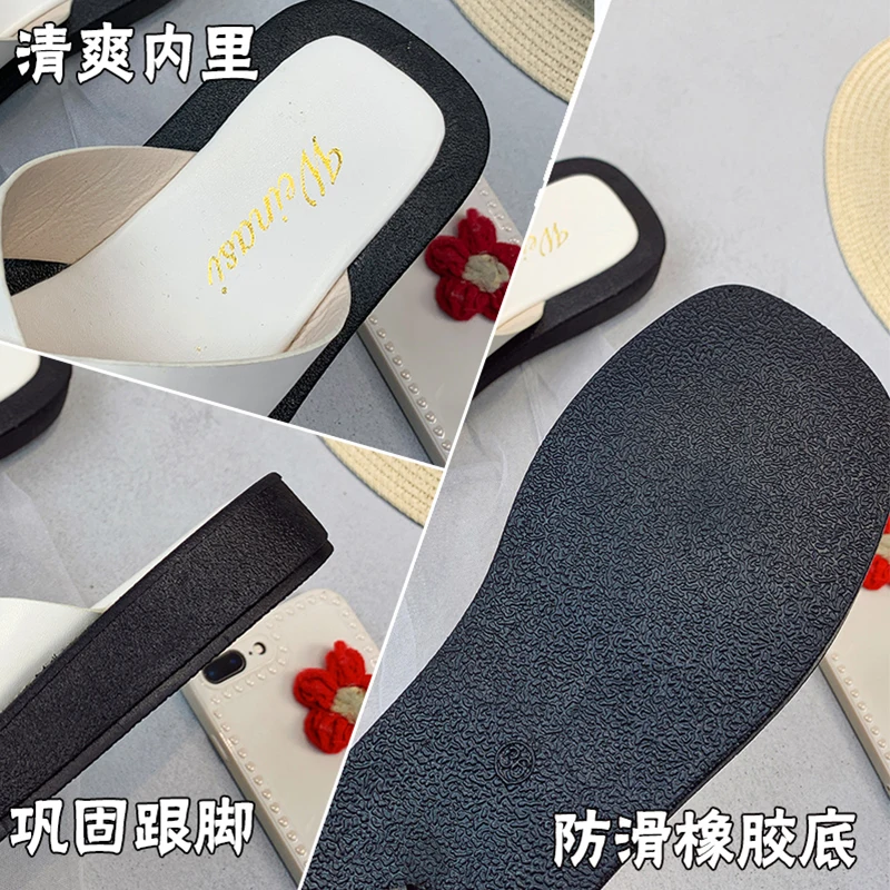 

Female Shoes Low Summer Clogs Woman Slippers Flat Platform Slides Square Toe 2021 Beach PU Rome Basic Rubber Beach Shoes Slipper