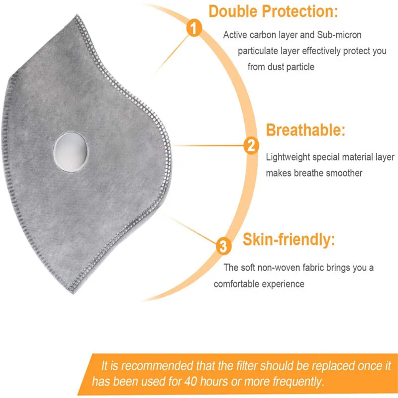 

Cycling Face Mask with Filters PM 2.5 Anti-Pollution Cycling Mask Activated Carbon Breathing Valve Bike Mouth Caps Mascarilla