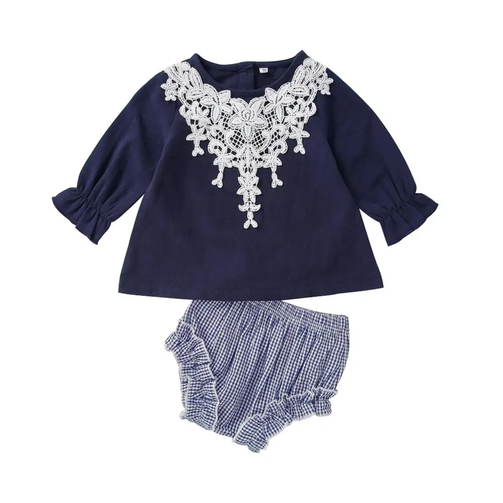 2 шт./компл. милый кружевной топ с длинными рукавами и цветочным рисунком для