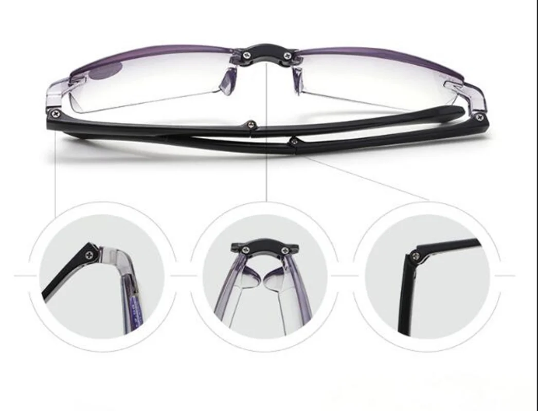 HD градиентные серые очки без оправы с защитой от синего света UV400 легкие складные