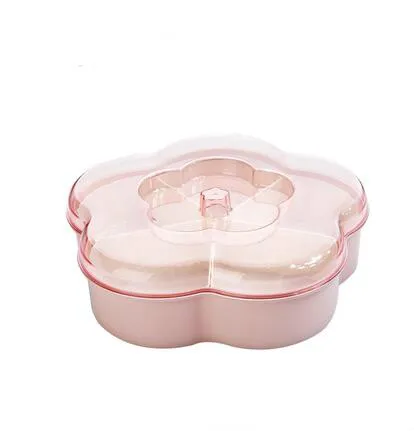 PINK Креативная гостиная с крышкой цветочный отсек Конфета тарелка сухофрукты орех поднос бытовой закуски коробка для хранения конфет WF9151055 - Цвет: PINK