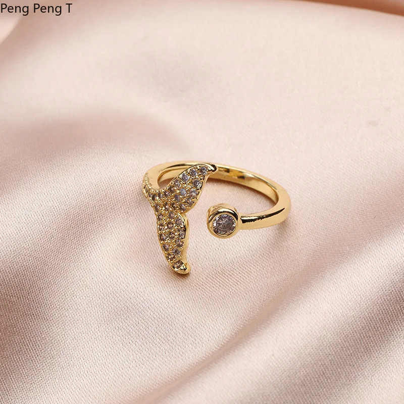 Женское кольцо на указательный палец стильное Открытое с хвостом русалки 2021 |