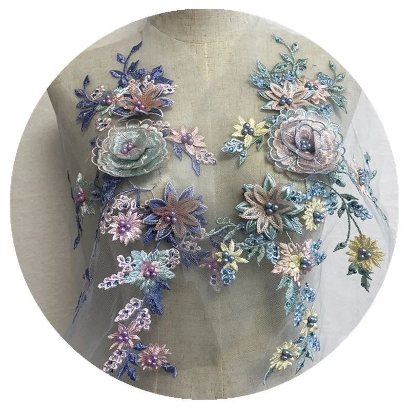 

Sequin three-dimensional flower mesh fabric embroidery cloth beading lace flower patch