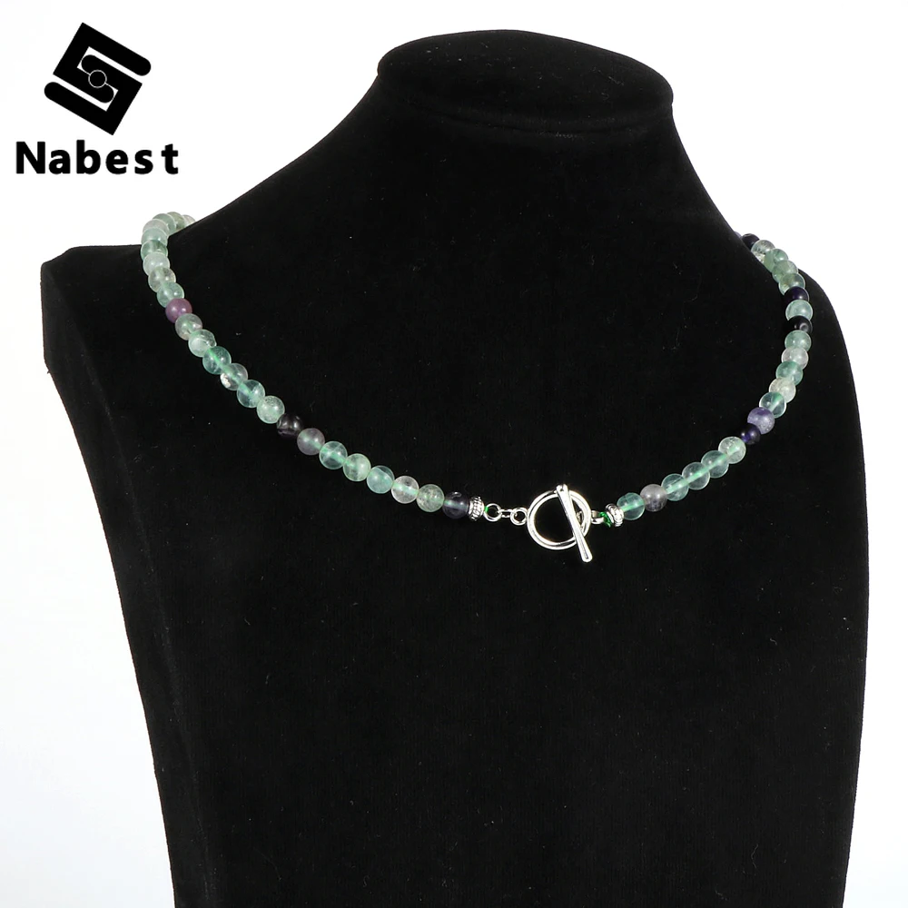 Женское Ожерелье из натурального камня флюорита аметистов бусин опал Агаты
