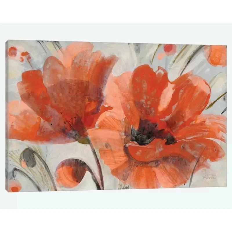 

Paintings Wall Art Canvas Red Flowers Beautiful Cartoon Modular Pictures HD Print Posters No Frame For Living Room Home Decor